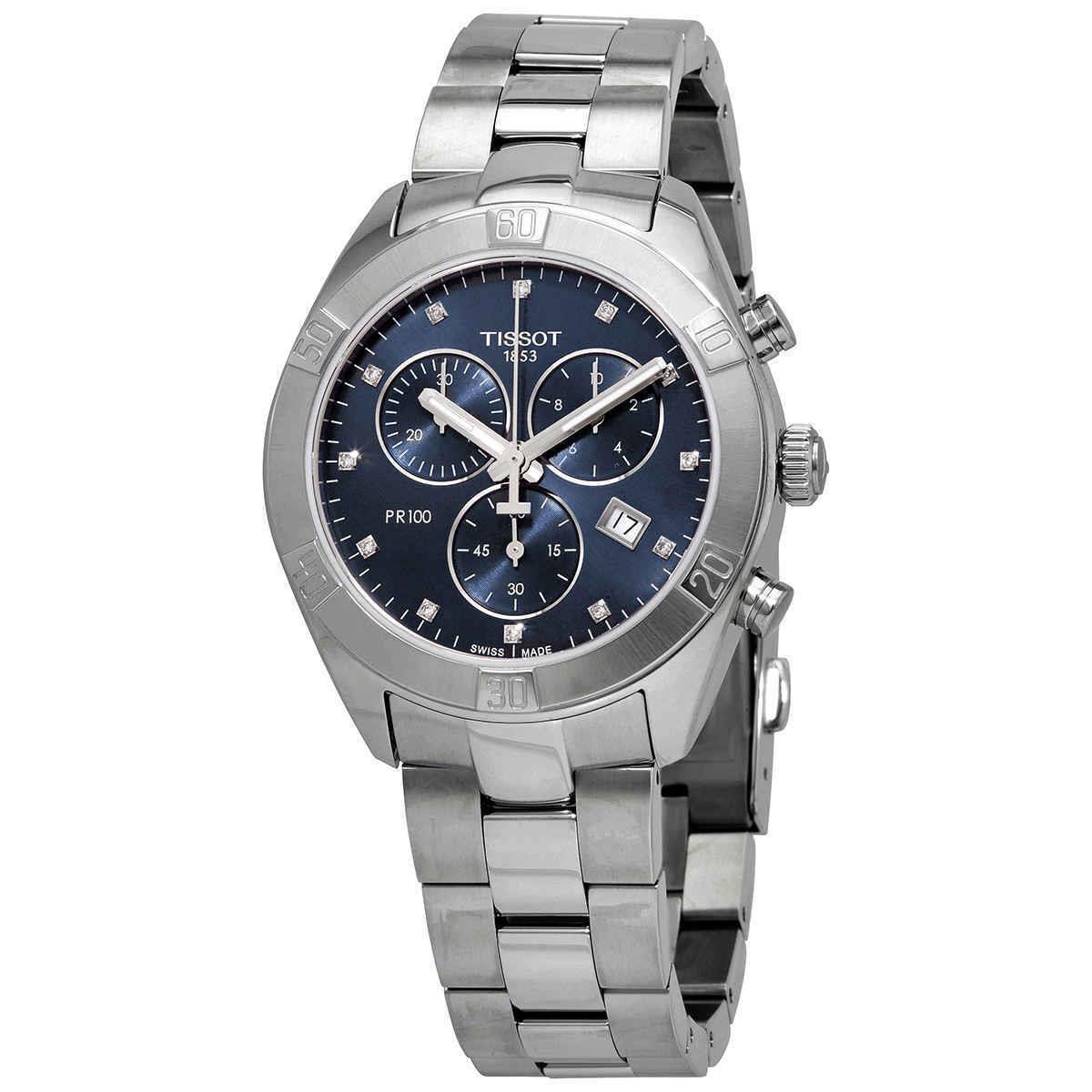 Tissot T-classic Chronograph Diamond Blue Dial Ladies Watch T101.917.11.046.00