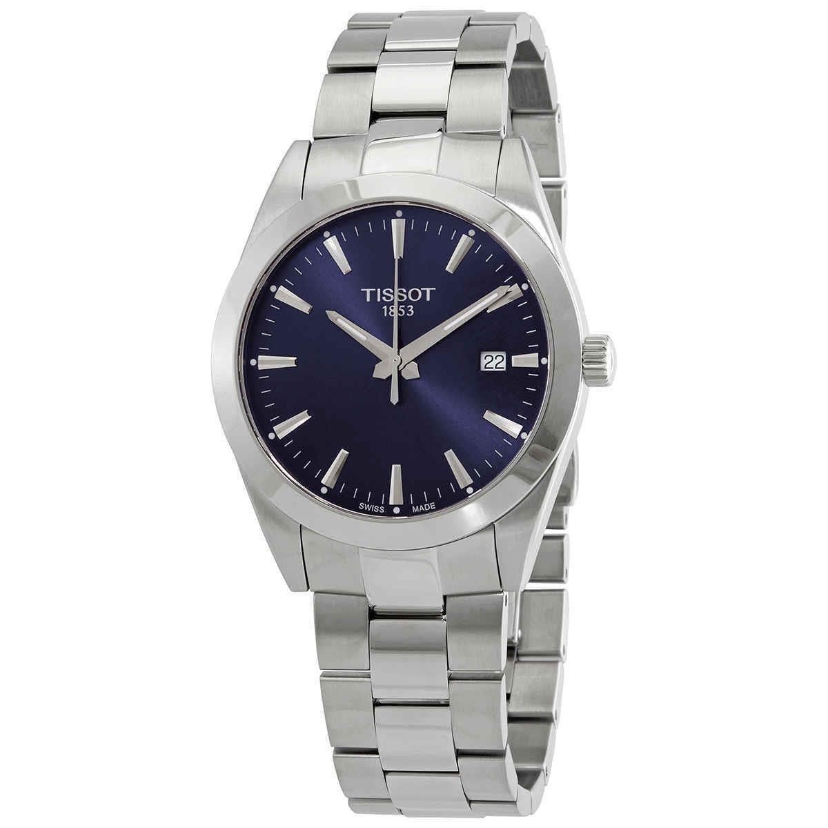 Tissot Gentleman Quartz Blue Dial Men`s Watch T127.410.11.041.00 - Dial: Blue, Band: Gray, Bezel: Silver