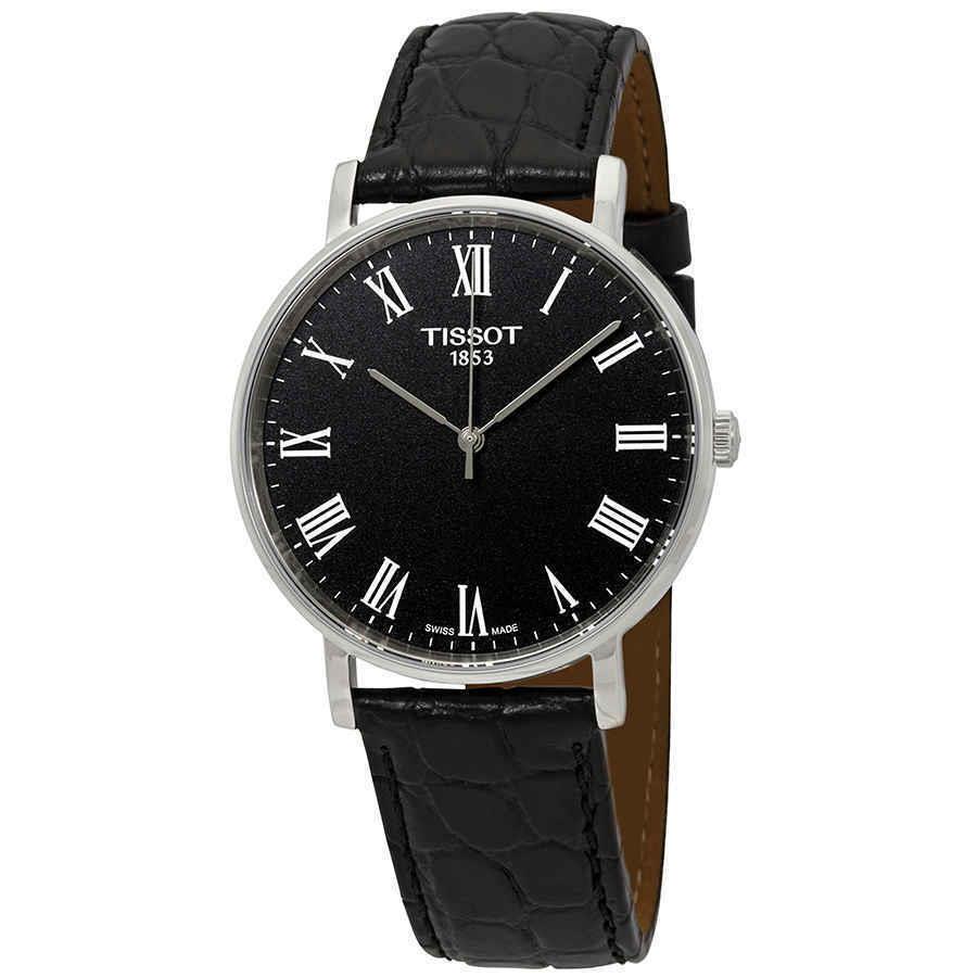 Tissot Everytime Medium Black Dial Men`s Watch T109.410.16.053.00 - Dial: Black, Band: Black, Bezel: Silver