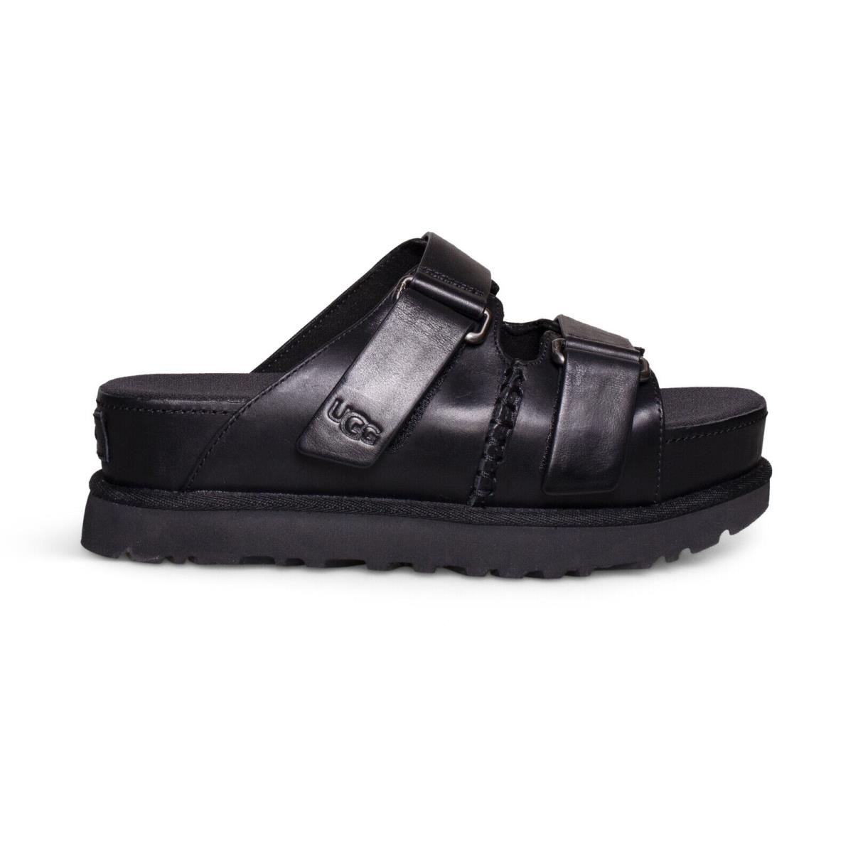 Ugg Goldenstar HI Slide Black Leather Platform Women`s Sandals Size US 7