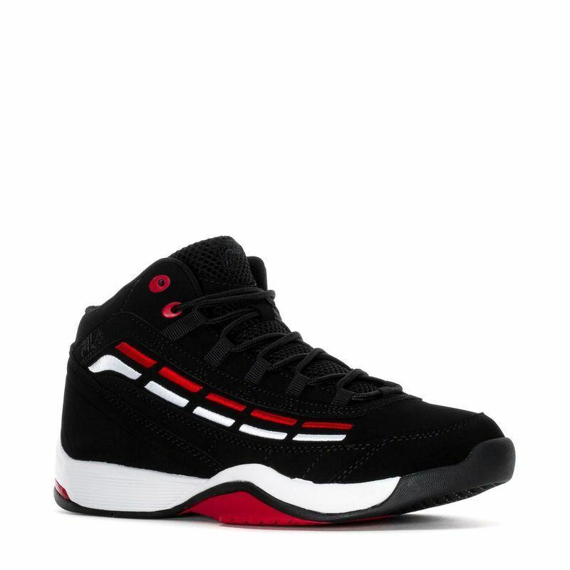 Fila Spitfire Low Leather Trainers Sport Men Shoes Black/red/white Size 10