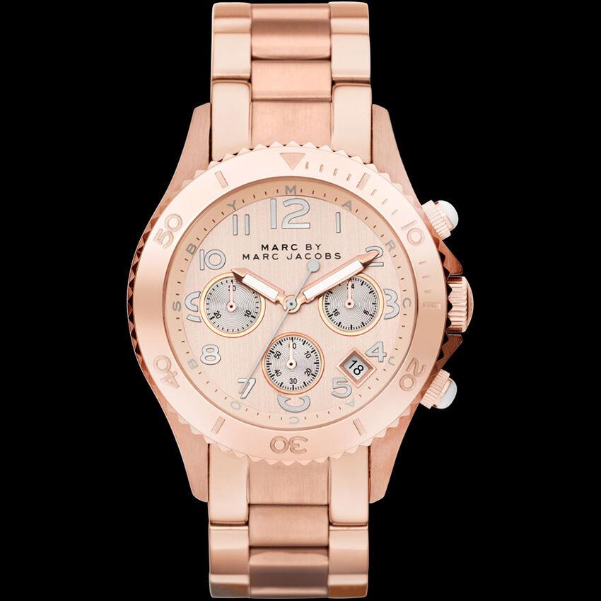 Marc Jacobs Rose Gold Stainless Steel Rock Chronograph WATCH-MBM3156 - Dial: Rose Gold, Pink, Band: Rose Gold, Pink