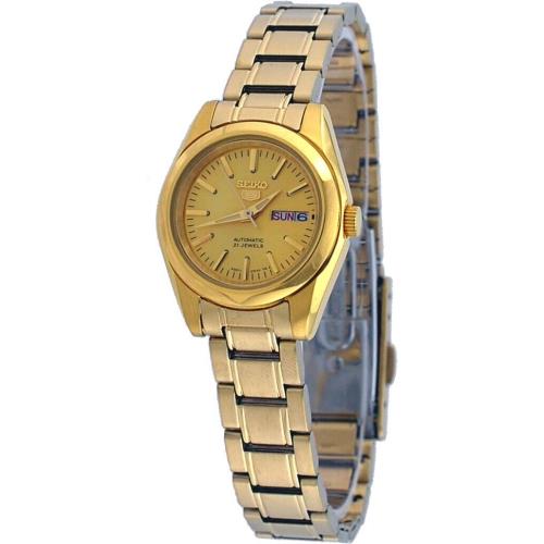 Seiko SYMK20 Women`s Gold Tone Gold Dial Day Date Automatic Watch