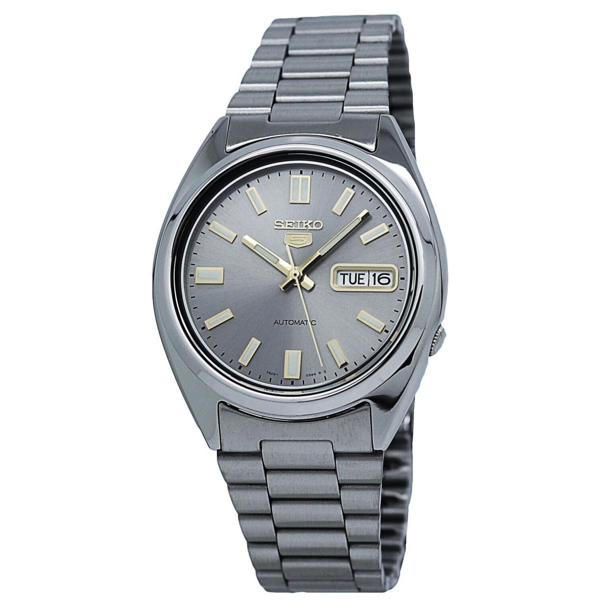 Seiko 5 SNXS75 Men`s Stainless Steel Gray Dial Day Date Automatic Watch
