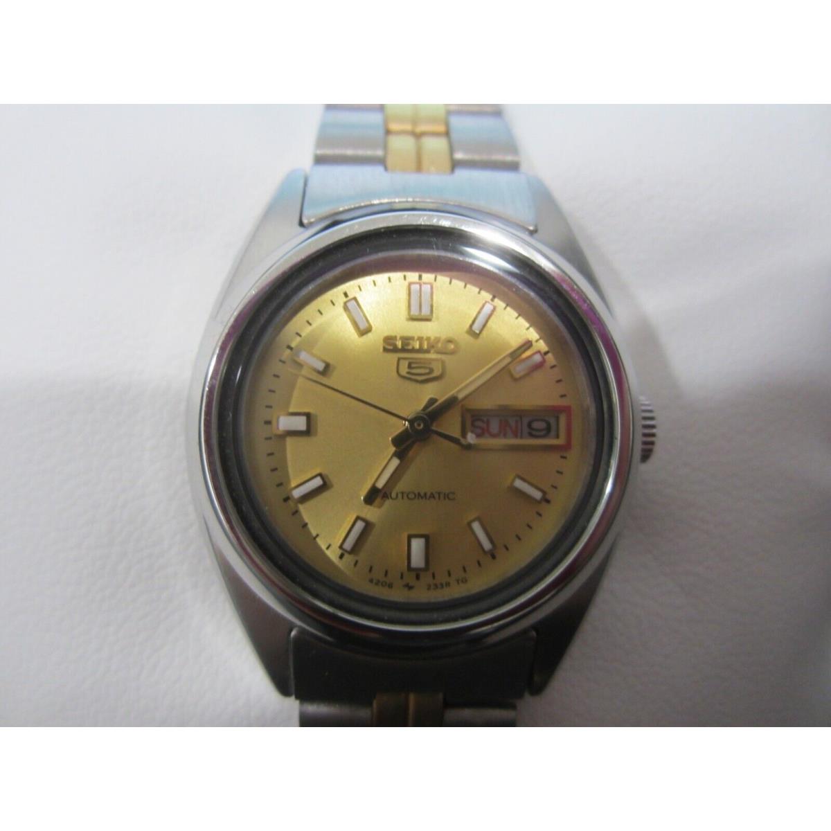 Seiko 5 Women`s Watch Automatic All S/s Two Tone Japan Sur 351