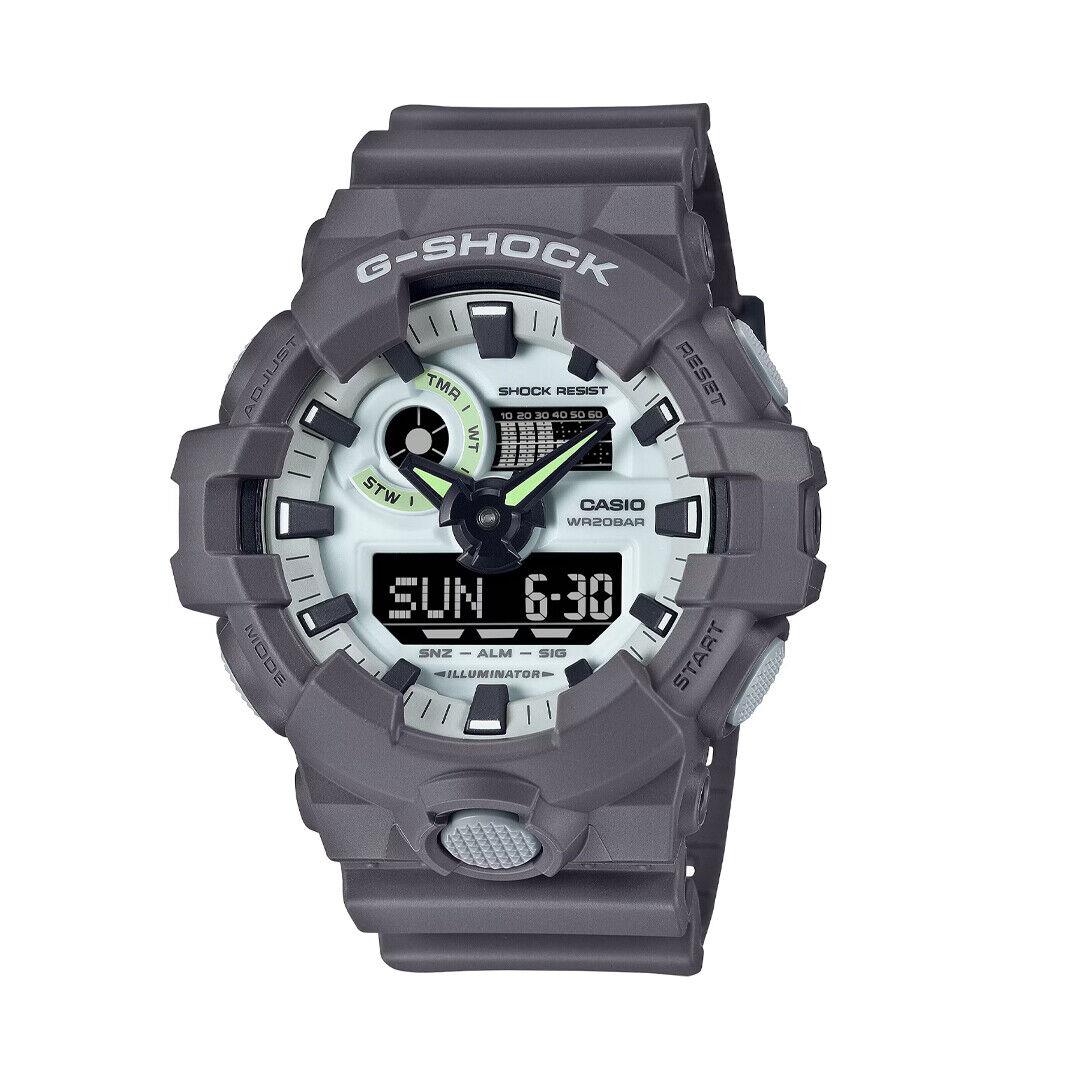 G-shock GA700HD-8A Matte Gray/white Sport Digital Analog Rubberized Watch