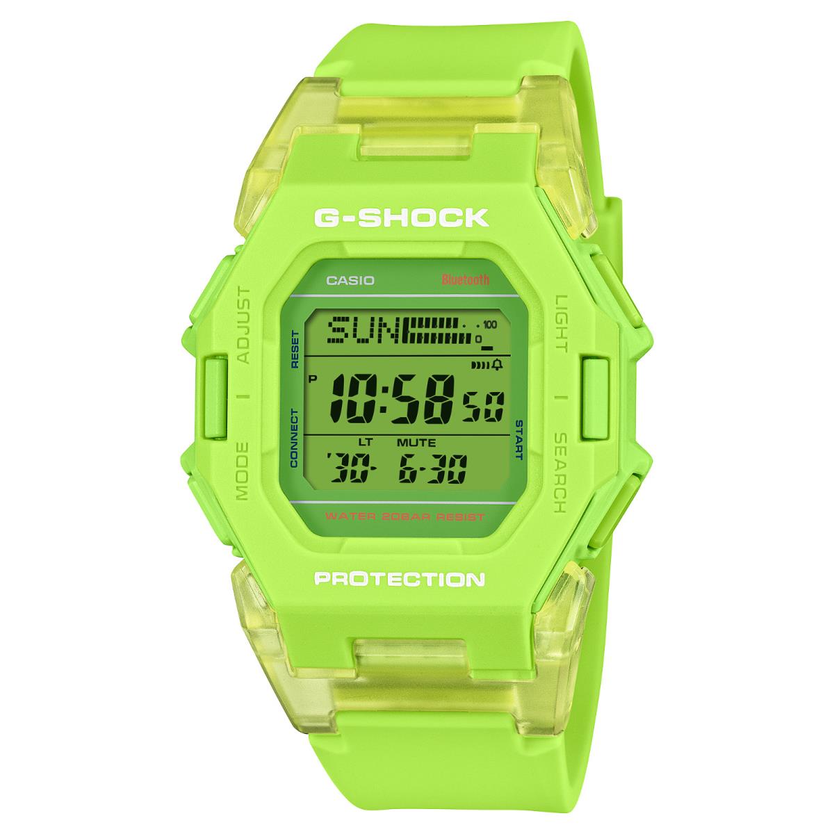 Casio G-shock Neon Green Minimal Design Bluetooth Compact 46.3mm Watch GDB500S-3 - Dial: Green, Band: Green, Bezel: Green