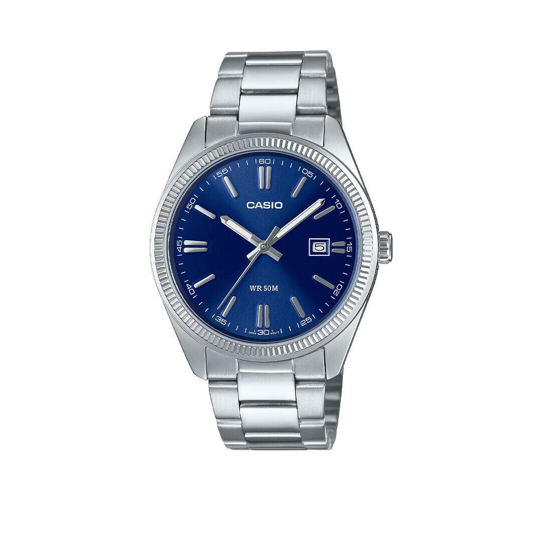 Casio MTP1302D-2AVT Silver/blue Analog Stainless Steel Watch