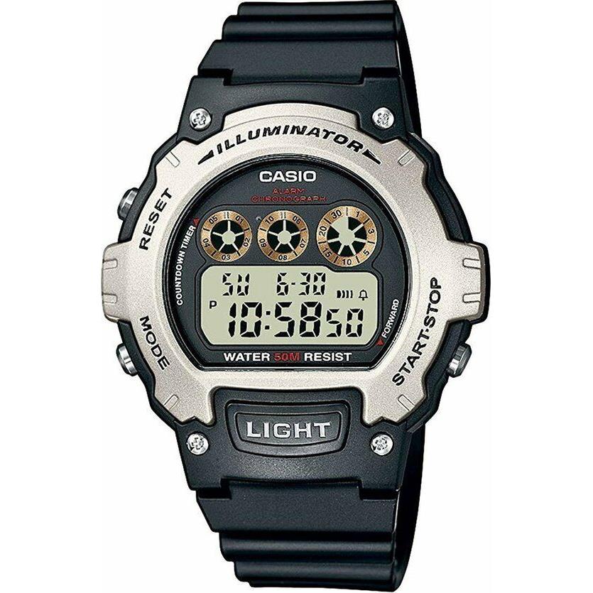 Casio Unisex Sports Alarm Chronograph Stainless Steel Watch W-214H-1A