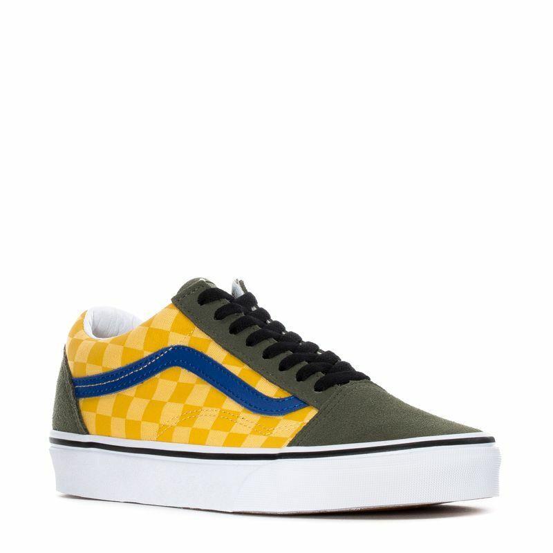 Vans Old Skool Checker Otw Rally Trainers Men Shoes Green/yellow Size 11.5