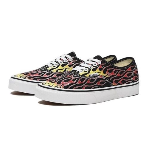 Vans Classic Lace Flames Unisex Men Size 9 = Women Size 10.5 Shoes Black/red