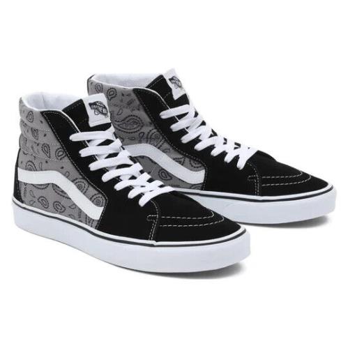 Vans SK8-HI Size 13 Canvas Lace-up Sneakers Men Shoes Paisley Gray/black