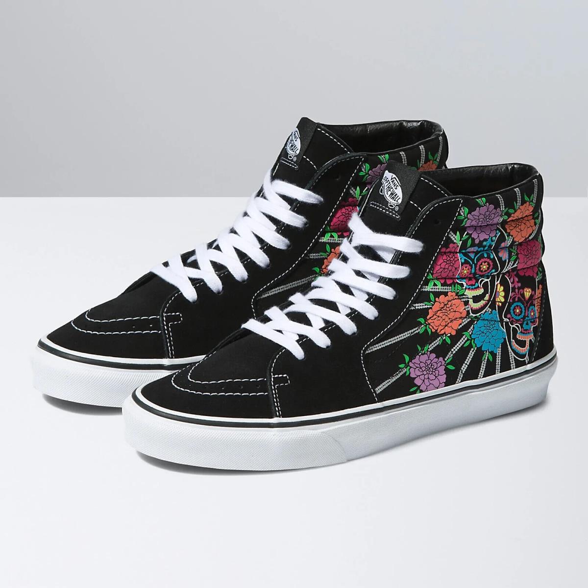 Vans SK8 HI Dia DE Los Muertos Sneaker Men Shoes Black Skulls Print Size 9