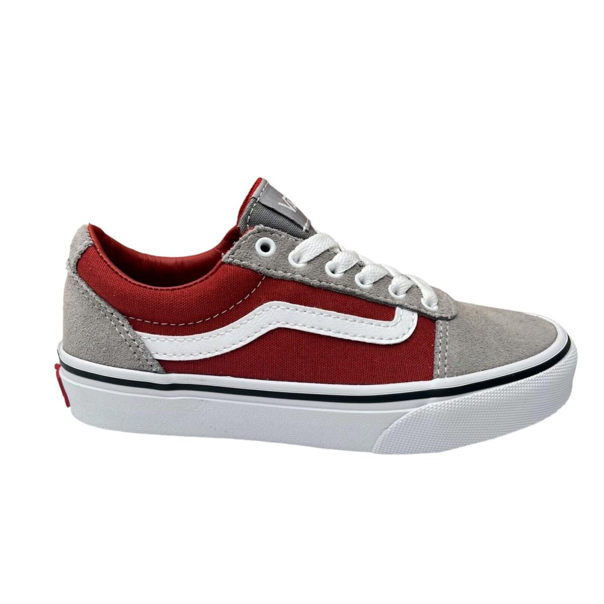 Vans Ward Little Boy`s Suede Casual Sneakers Size 13 Gray Burgundy Classic Style