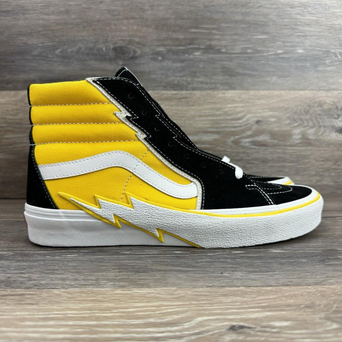 Vans Sk8 Hi Bolt Mens Shoes Sneaker Yellow Black Size 10 High Top Lace Canvas