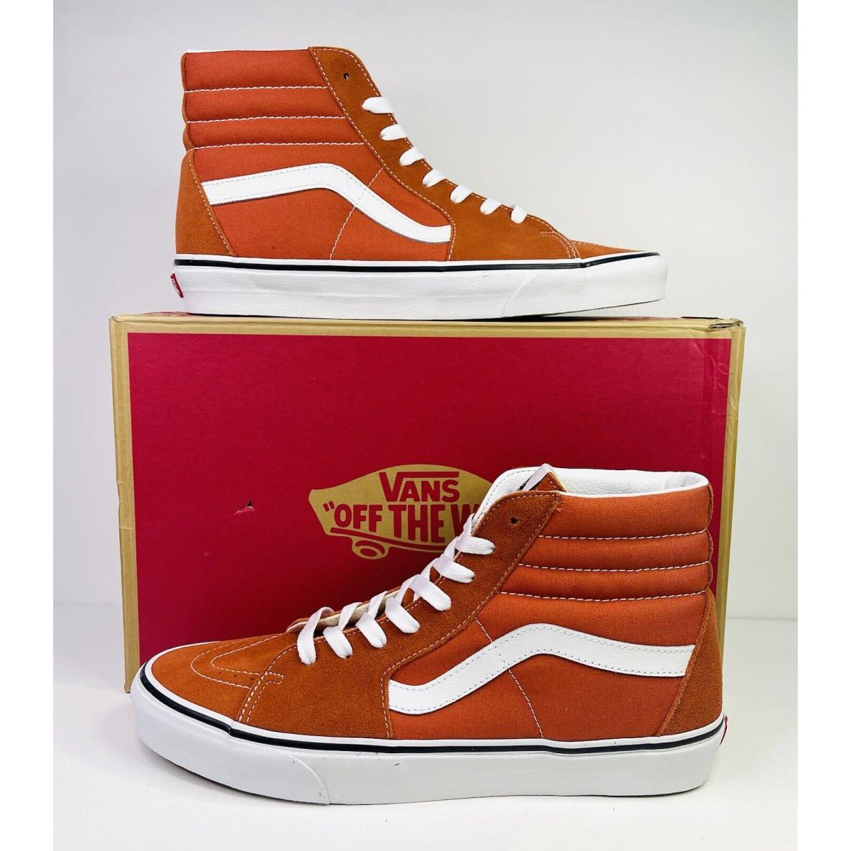 Vans Sk8-Hi Color Theory Shoes Suede Canvas Burnt Ochre Men`s Size 11.5