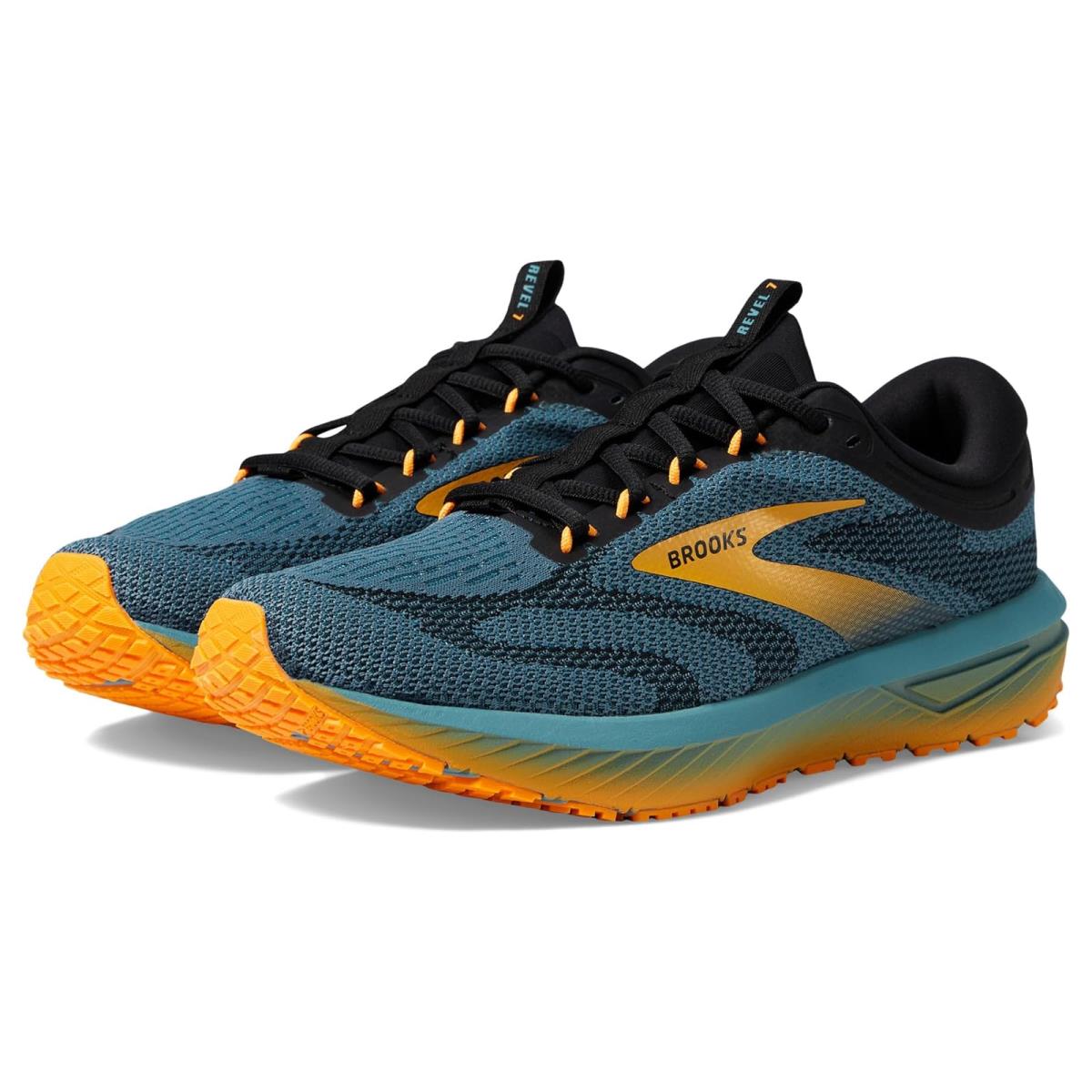 Man`s Sneakers Athletic Shoes Brooks Revel 7 Storm Blue/Black/Orange Pop