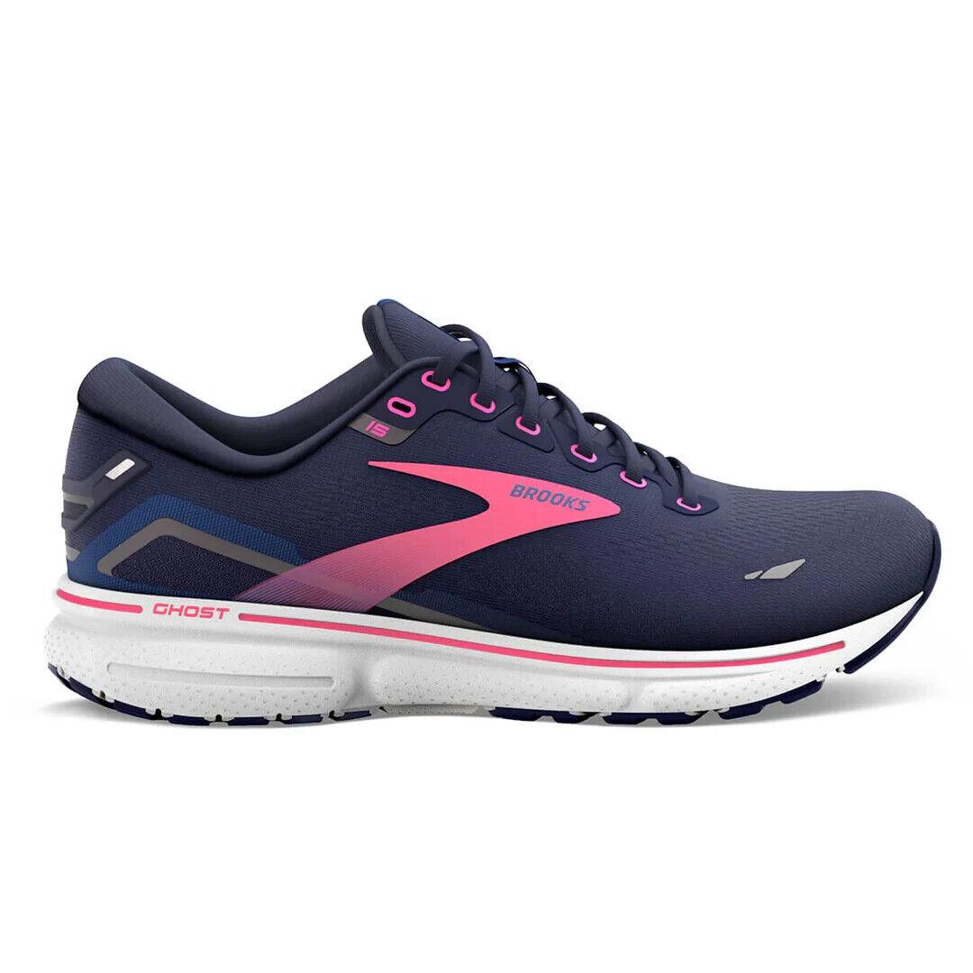 Brooks Ghost 15 Peacoat Blue Pink Women`s All Sizes B Running Shoes 1203801B460