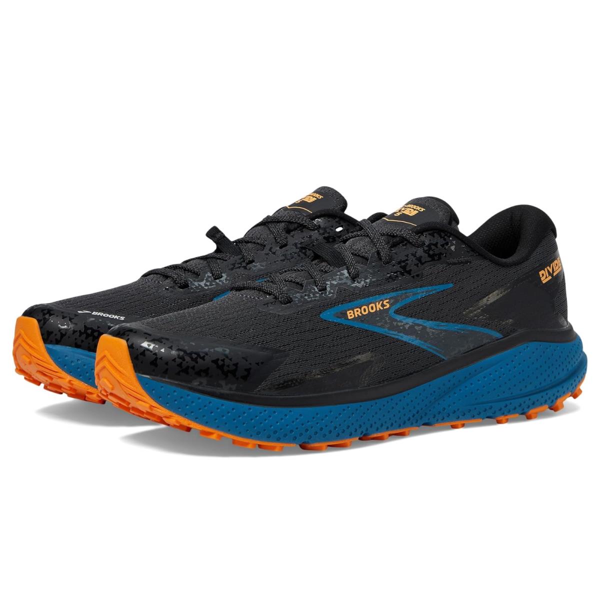 Man`s Sneakers Athletic Shoes Brooks Divide 5 Ebony/Mosaic Blue/Orange