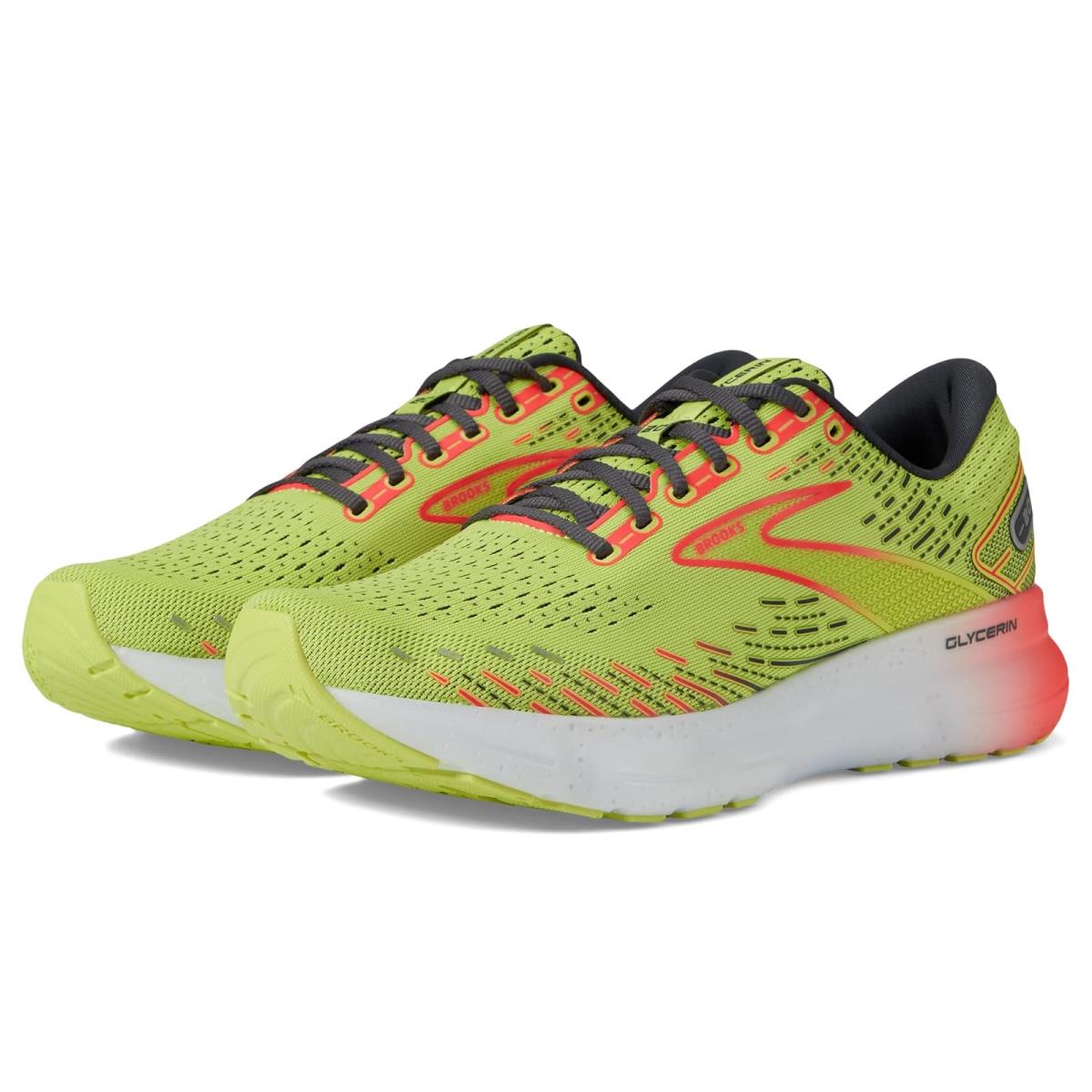 Man`s Sneakers Athletic Shoes Brooks Glycerin 20 Lime/Red/Ebony