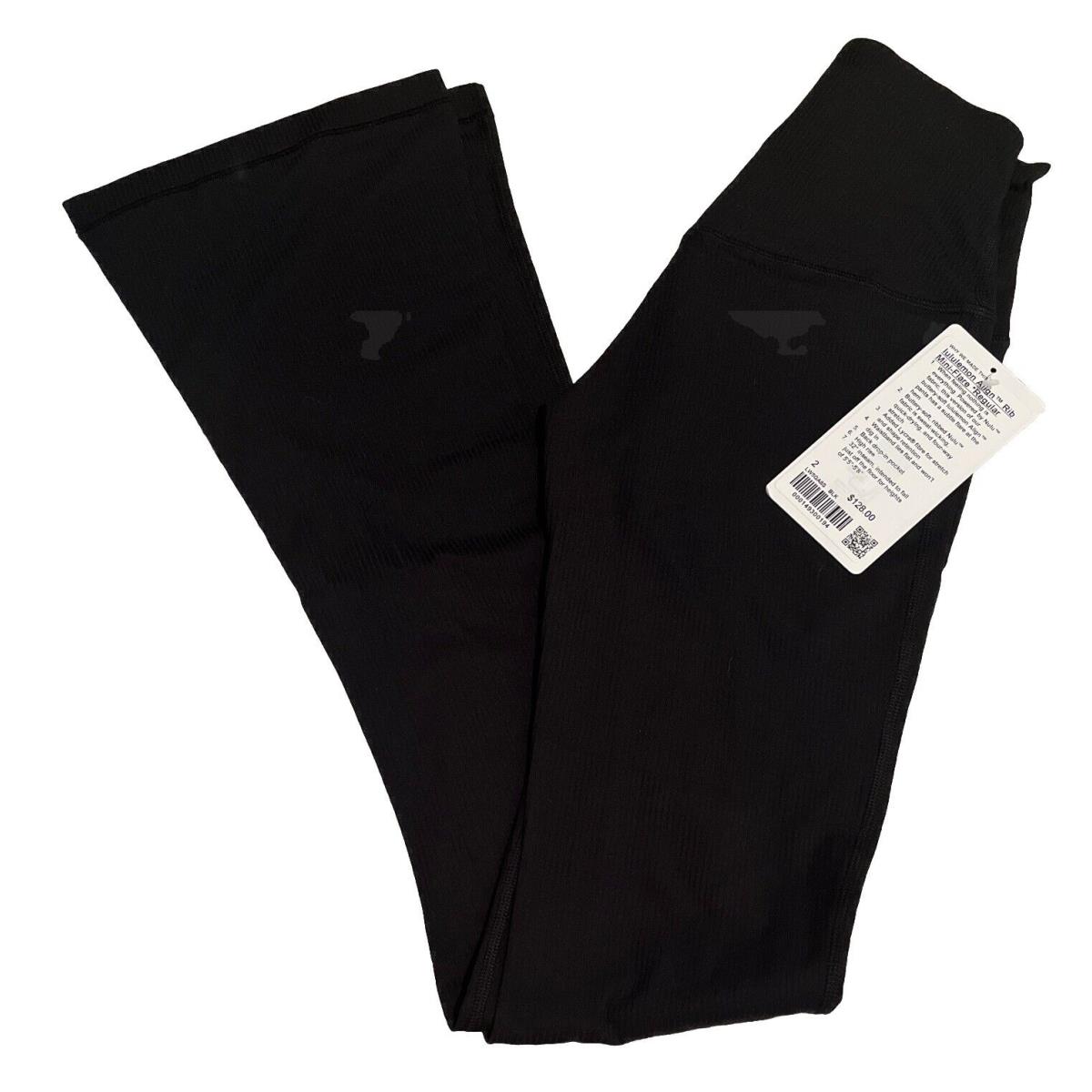 Lululemon Align Ribbed High Rise Mini Flare Regular Pant Size 2 Black LW5GA8S