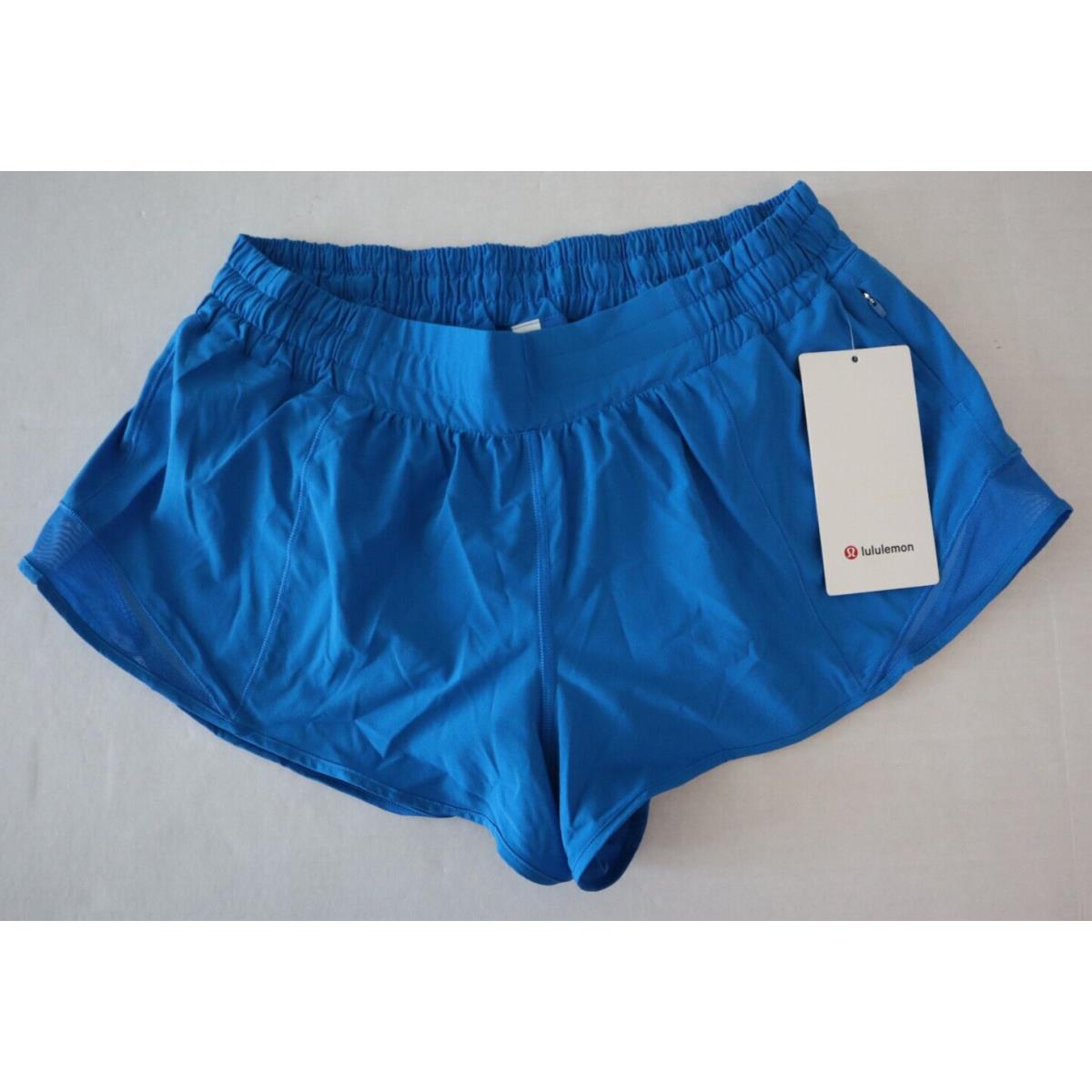 Lululemon LW7AUSR Women Sz 12 Poolside Blue Hotty Hot LR 2.5 Lined Shorts Rare