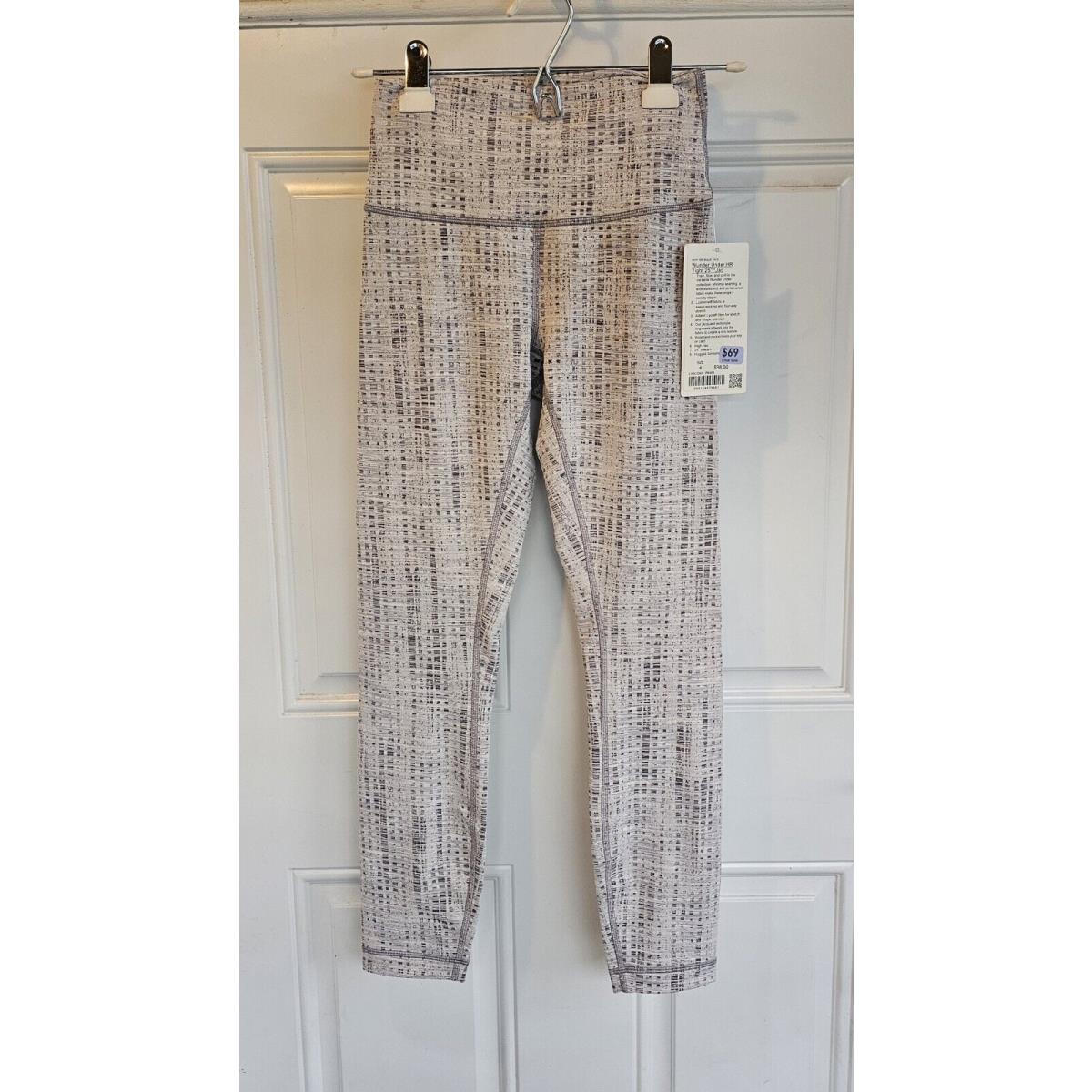 Lululemon Leggings Sz 4 Wunder Under HR Tight 25 Jacquard Moonphase Silver