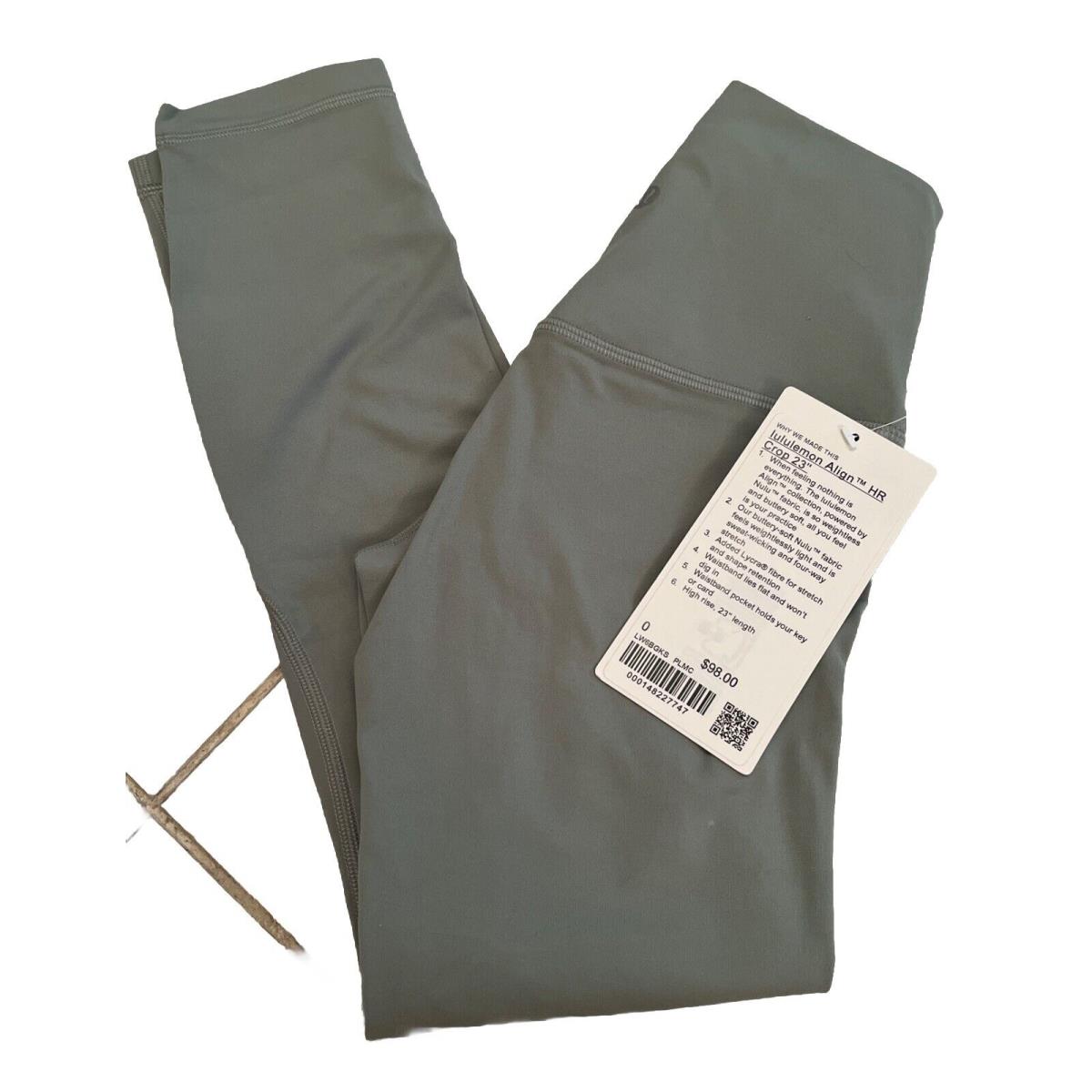 Lululemon Align HR Crop 23 Tights Size 0 LW6BGKS Green