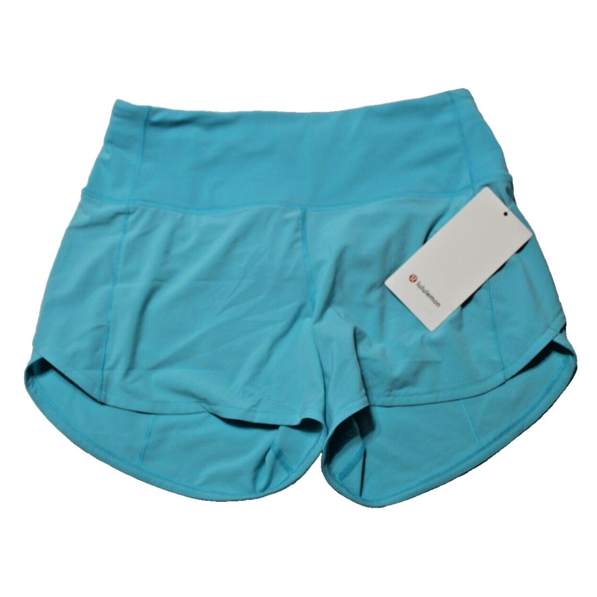 Women`s Lululemon Speed Up Short HR 4 Lined - Electric Turquoise - Size 6