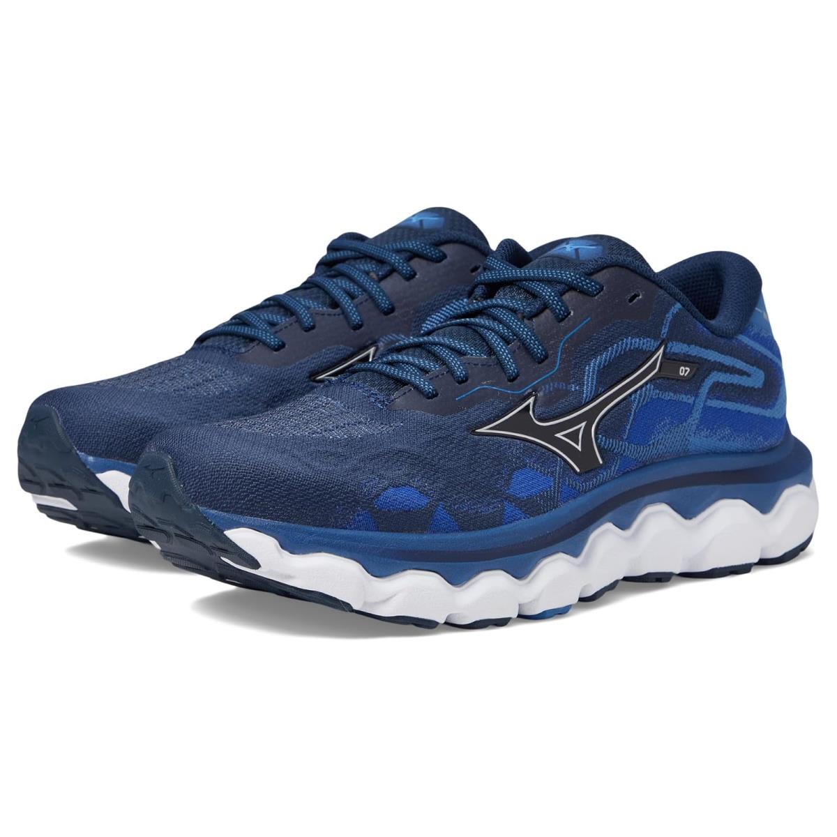 Man`s Sneakers Athletic Shoes Mizuno Wave Horizon 7 Dress Blue/Silver