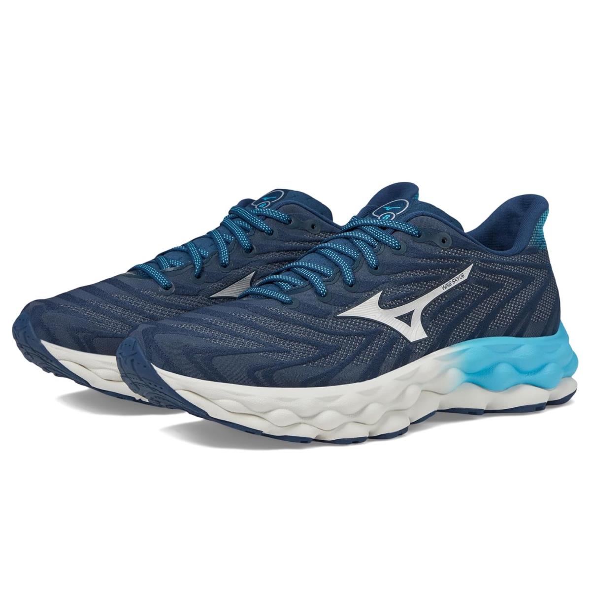 Man`s Sneakers Athletic Shoes Mizuno Wave Sky 8 Blue Wng/Teal Silver