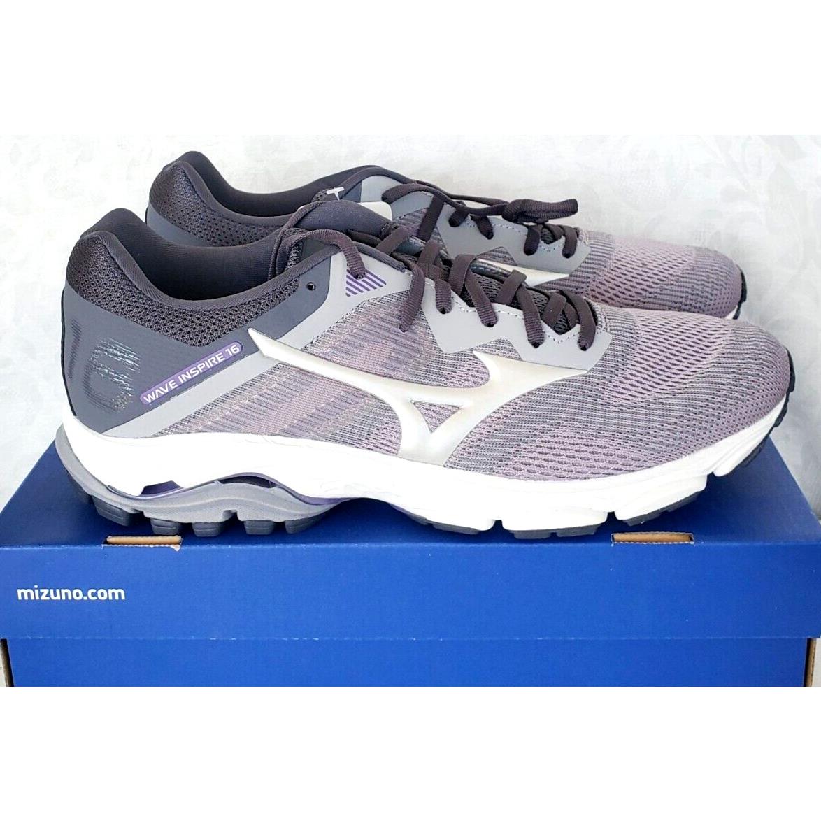 Mizuno Womens 11.5 Medium Lilac Gray Wave Inspire 16 Stability Running Shoes