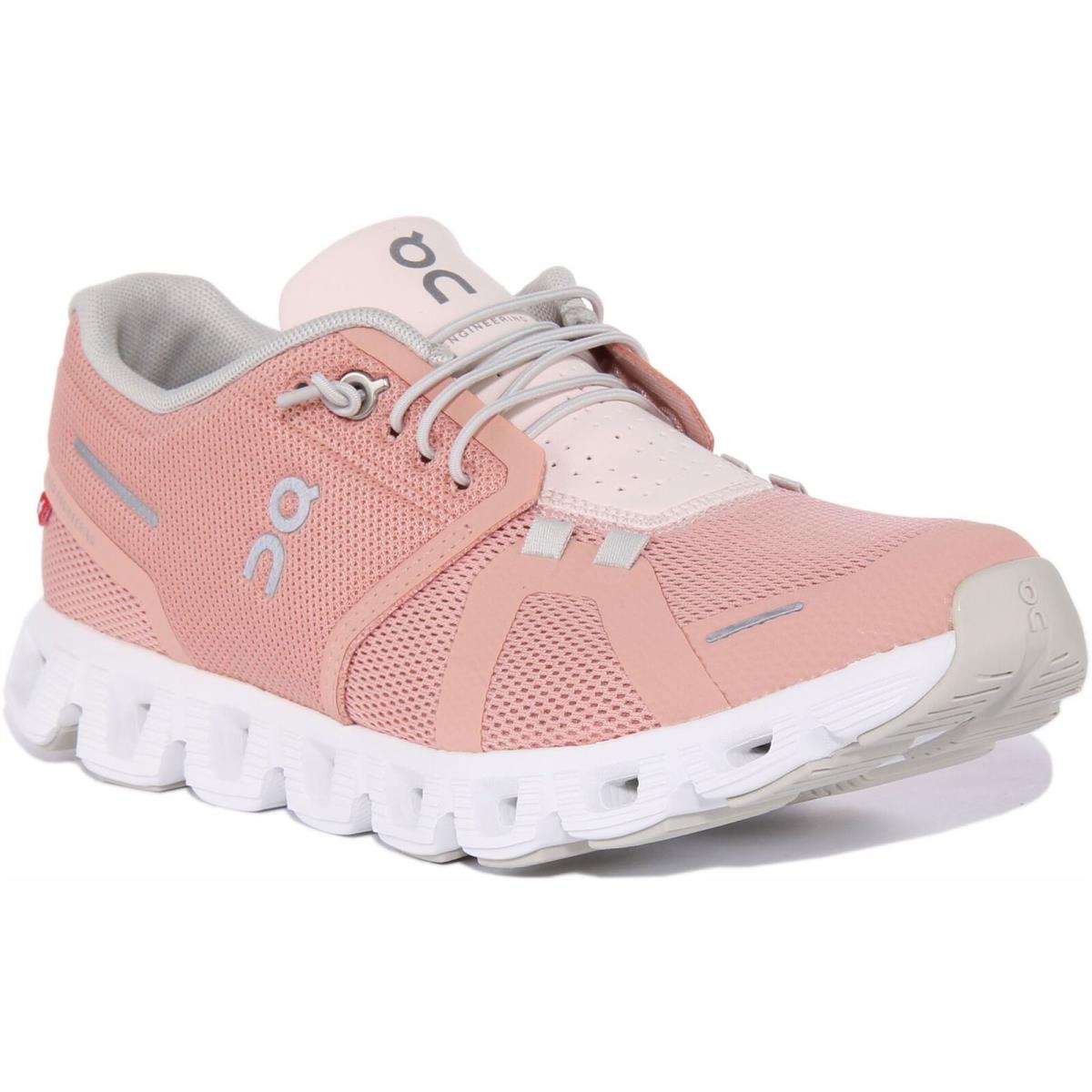 On Running Cloud 5 Lace Up Reflective Logo Womens Sneaker Rose Size 5 - 11