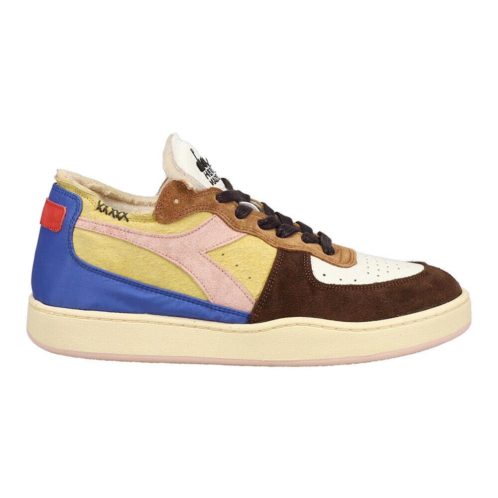 Diadora Mi Basket Row Cut Choco Breakfast Lace Up Mens Blue Brown Pink Yello