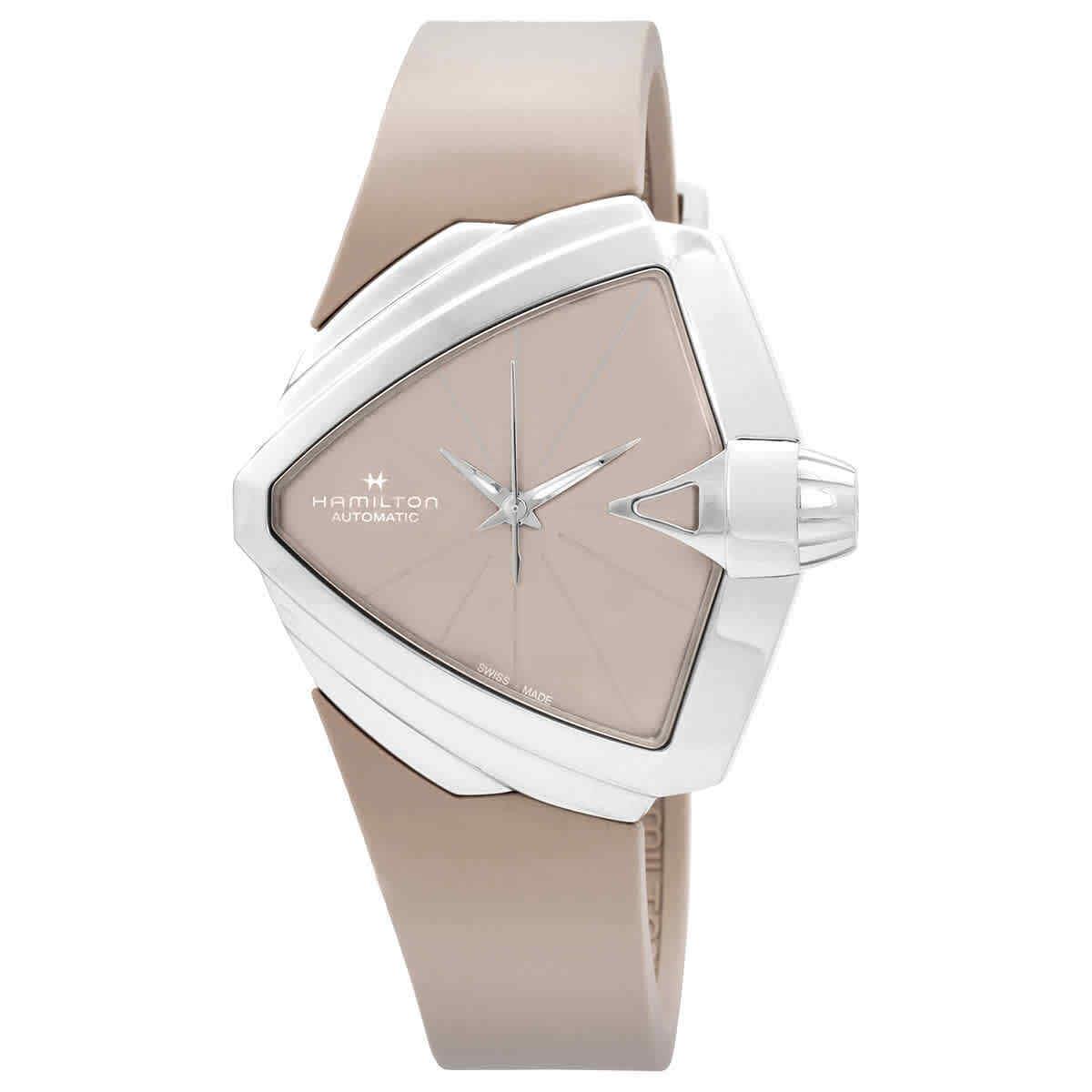 Hamilton Ventura Automatic Taupe Dial Men`s Watch H24105370 - Dial: Brown, Band: Brown, Bezel: Silver