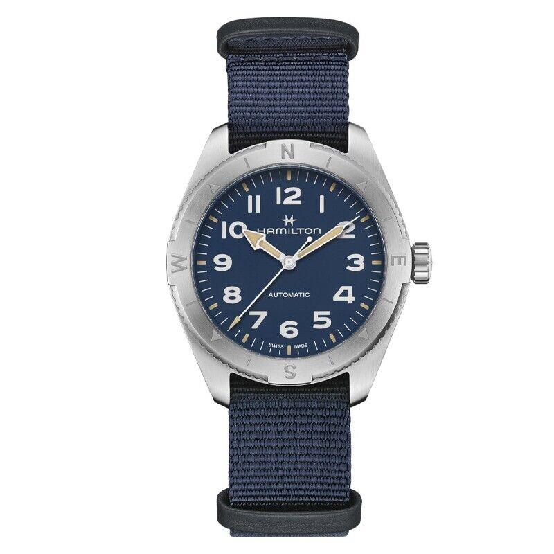 Hamilton Khaki Field Auto 41MM Blue Dial Men`s Watch H70315940 - Dial: Blue, Band: Blue, Bezel: Silver