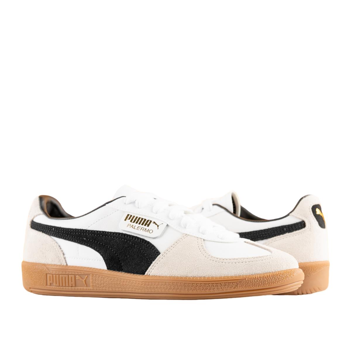 Puma Palermo Leather Men`s Sneakers OG Football Soccer 396464-01 - Puma White-Vapor Gray-Gum