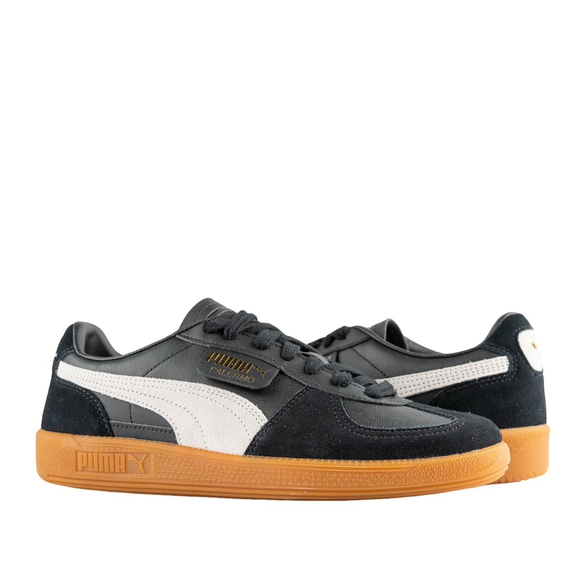 Puma Palermo Leather Unisex Sneakers - Men`s Sizing - Puma Black-Feather Gray-Gum