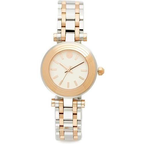 Tory Burch TBW9011 Women`s The Classic T Watch Silver/rose One Size Watch - Dial: Cream, Band: Silver, Gold, Bezel: Rose Gold