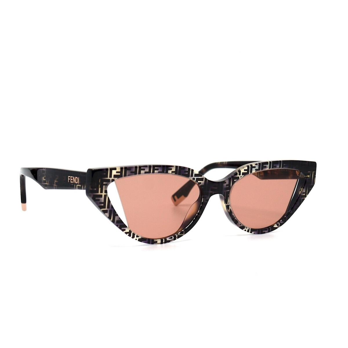 Fendi FE40009I 72S Grey Havana W/shiny FF Pink Sunglasses