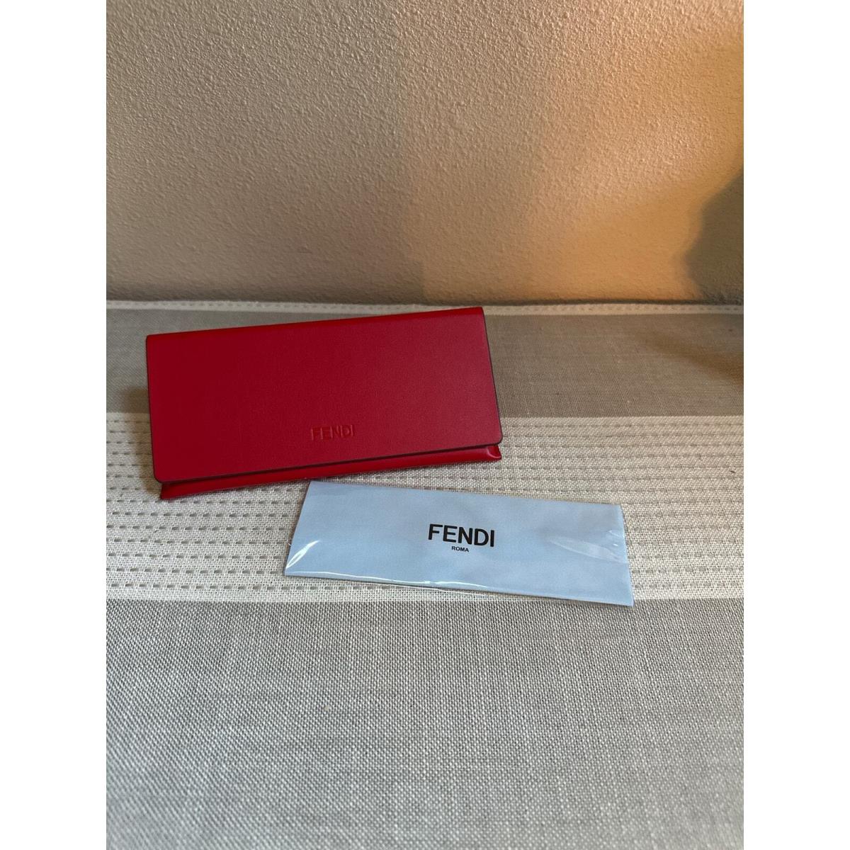 Fendi Red Leather Sunglass Case with Cleaning Cloth