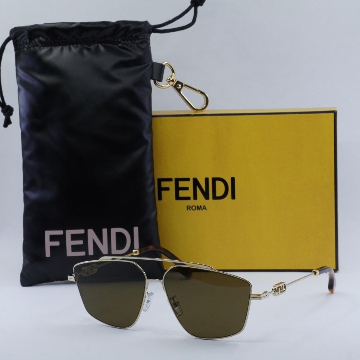 Fendi FE40079U 32E White Gold/brown 58-13-145 Sunglasses