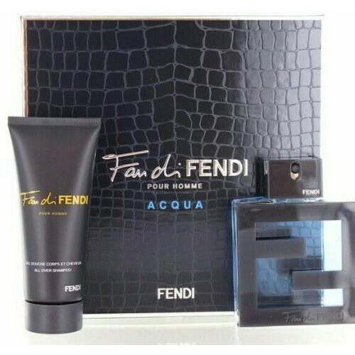 Fan DI Fendi Pour Homme Acqua 2 Pcs Gift Set Edt 3.3 Oz All Over Shampoo 3.3 Oz