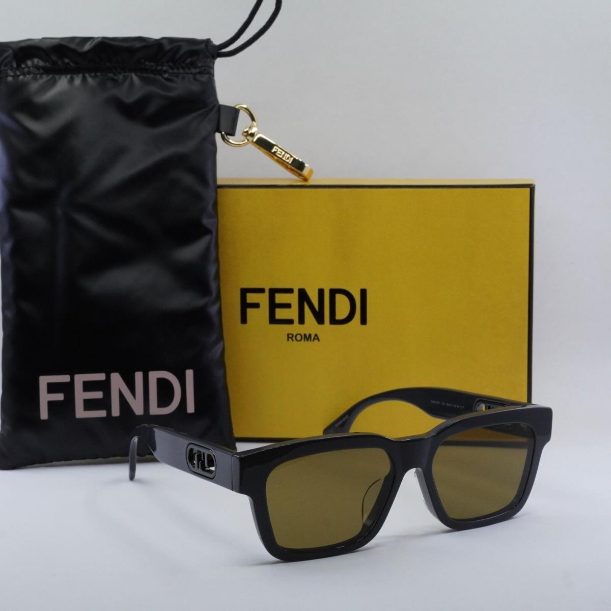 Fendi FE40107F 20J Shiny Dark Grey/bottle Brown 56-16-145 Sunglasses