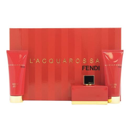 Fendi L` Acquarossa For Women 3pc Set 2.5oz Edp Spr +2.5oz B/lotion +2.5oz S/gel