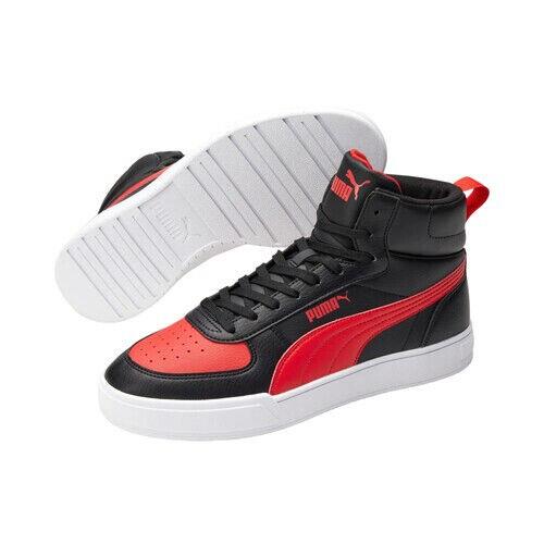 Puma Caven Mid Tenis Leather Basketball Sneaker Men Shoes Black/red Size 11