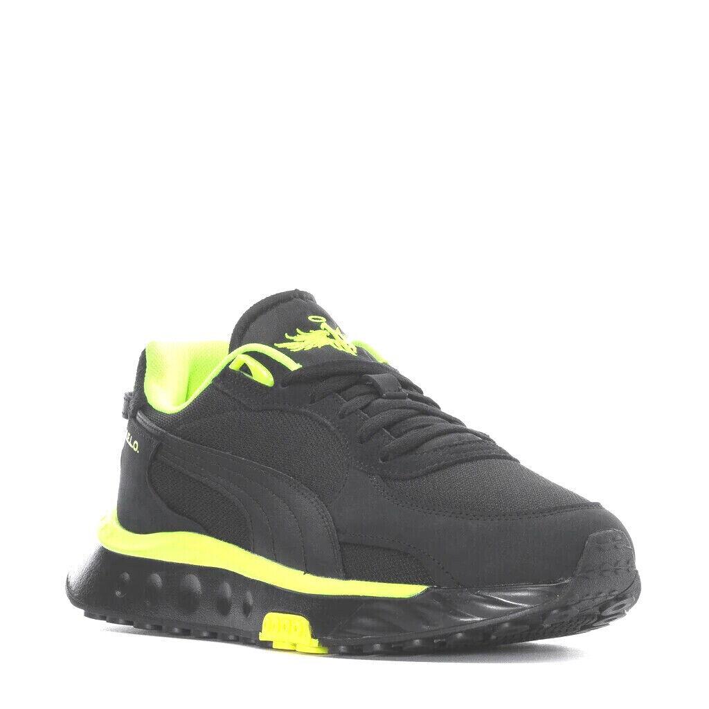 Puma Wild Rider Lamelo Lace-up Sneaker Trainer Men Shoes Black/yellow Size 9 - Black/Safety Yellow