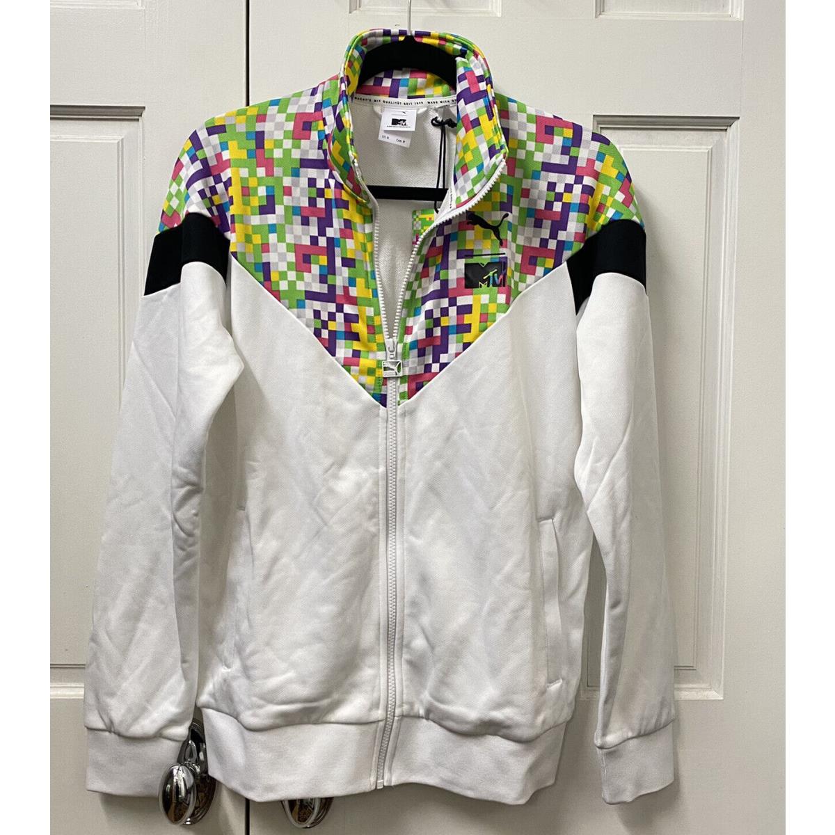 Puma x Mtv Colab Full Zip Jacket Multicolor Pixel Print White Size S Retro SporTipTop