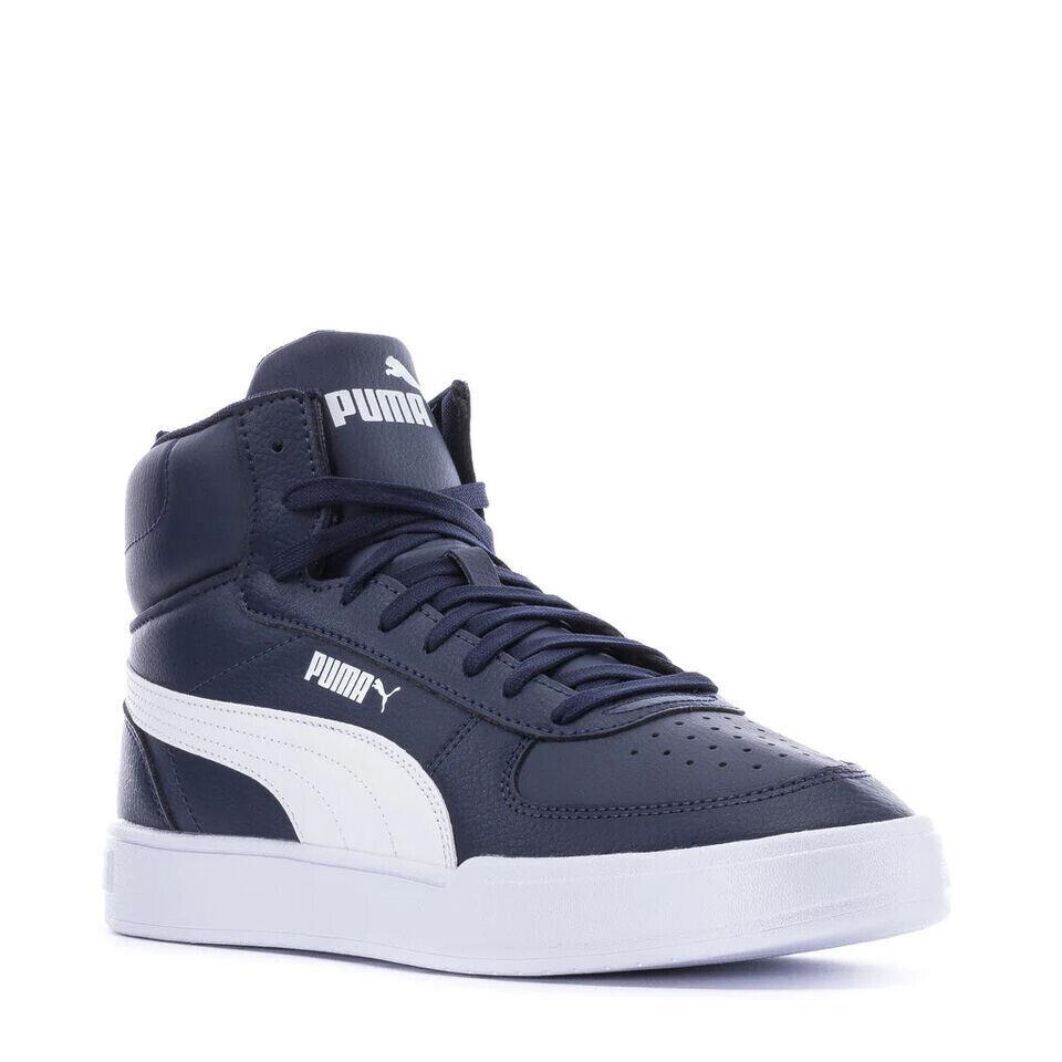 Puma Caven Mid Tenis Leather Lace-up Sneakers Men Shoes Blue/white Size 11 - Peacoat/White/White Blue