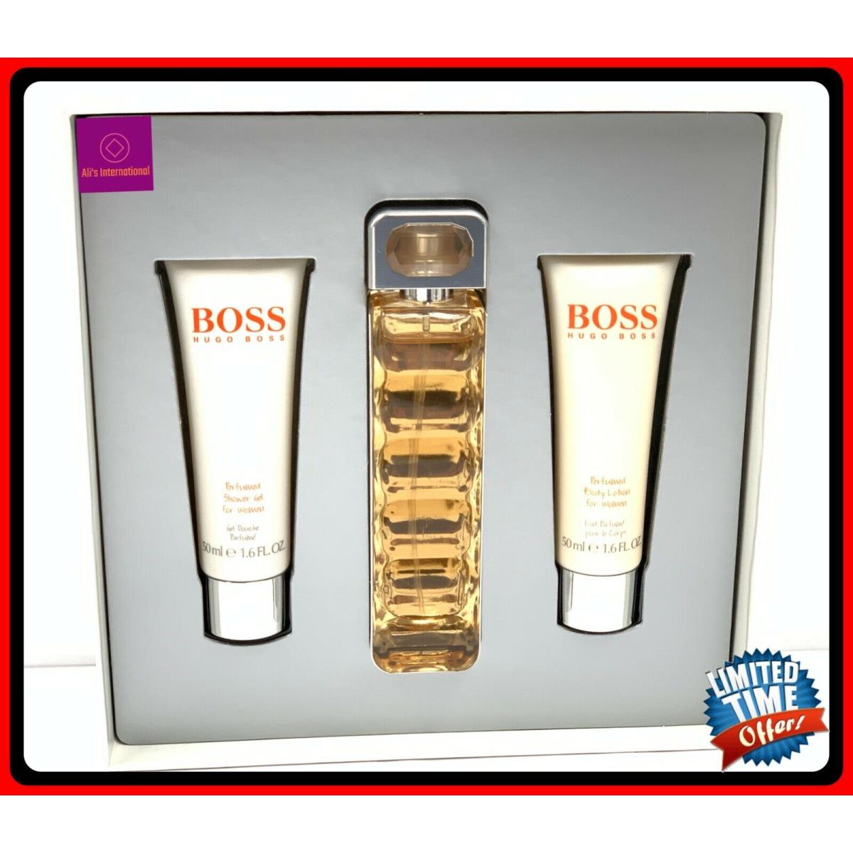 Boss By Hugo Boss Women 3pc Set 1.6oz Edt Spray+body Lotion+shower Gel